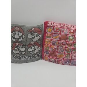 Lot of 2 Handmade Super Mario Throw Pillows – Upcycled Vintage Nintendo T-Shirts